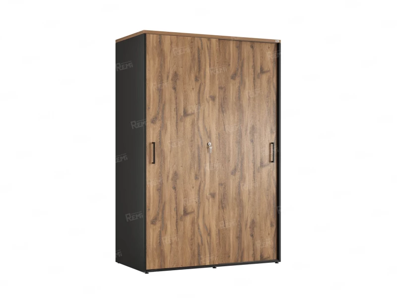 Шкаф-купе, регулируемые опоры, штанга, 1 полка 1200x600x1800 RM164-90x60 Дуб Юстус/Черный