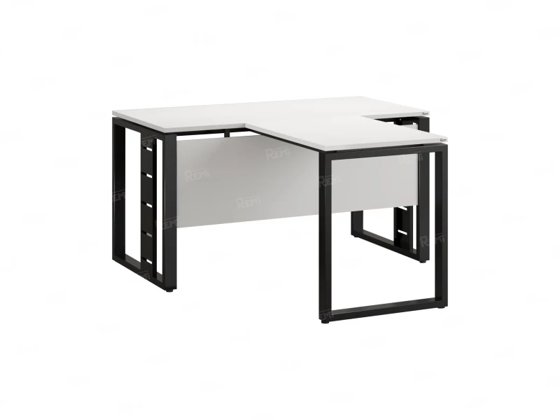 Стол с брифингом с парящей столешницей на О-образных опорах с экраном ЛДСП RM045-12x8 1200x2000x750 Белый/Черный