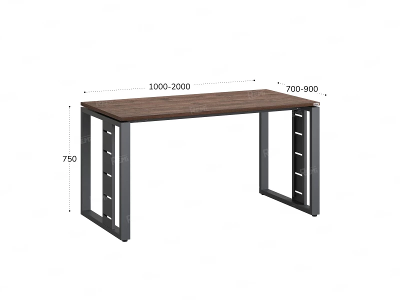 Стол прямой на О-образных опорах 1800x800x750 RM040-18x8 Дуб Апрельский шоколад/Серый