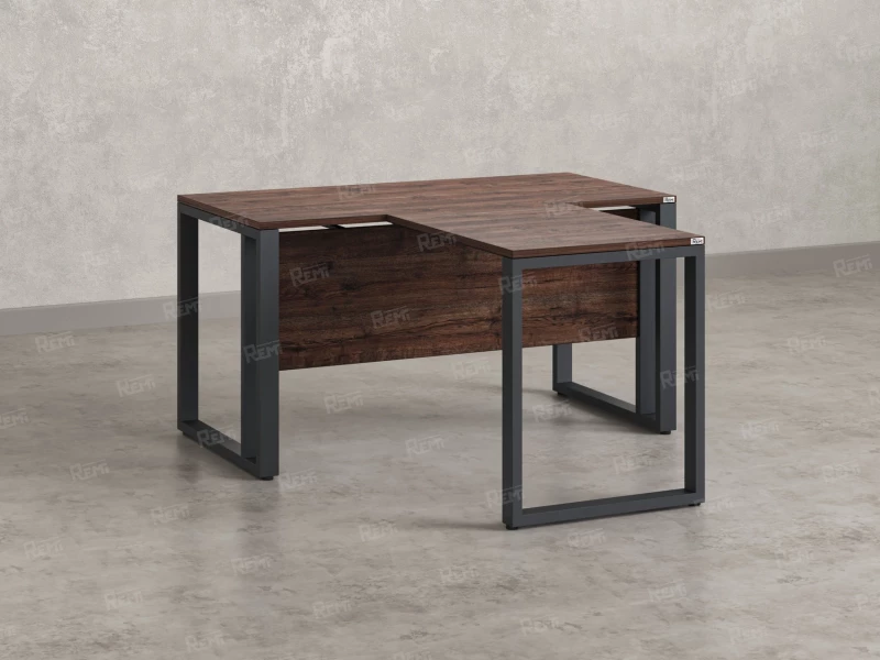 Стол с брифингом на О-образных опорах с экраном ЛДСП RM046-10x9 1000x1900x750 Дуб Апрельский шоколад/Серый