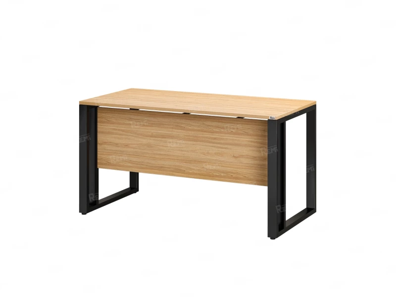 Стол прямой на О-образных опорах с экраном ЛДСП 1400x900x750 RM041-14x9 Вяз Швейцарский светлый/Черный