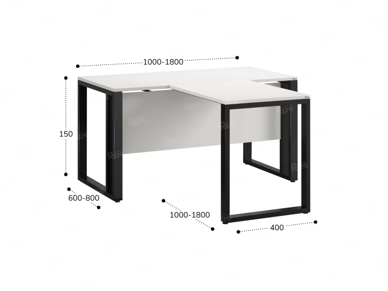 Стол с брифингом на О-образных опорах с экраном ЛДСП RM046-16x7 1600x2300x750 Белый/Черный