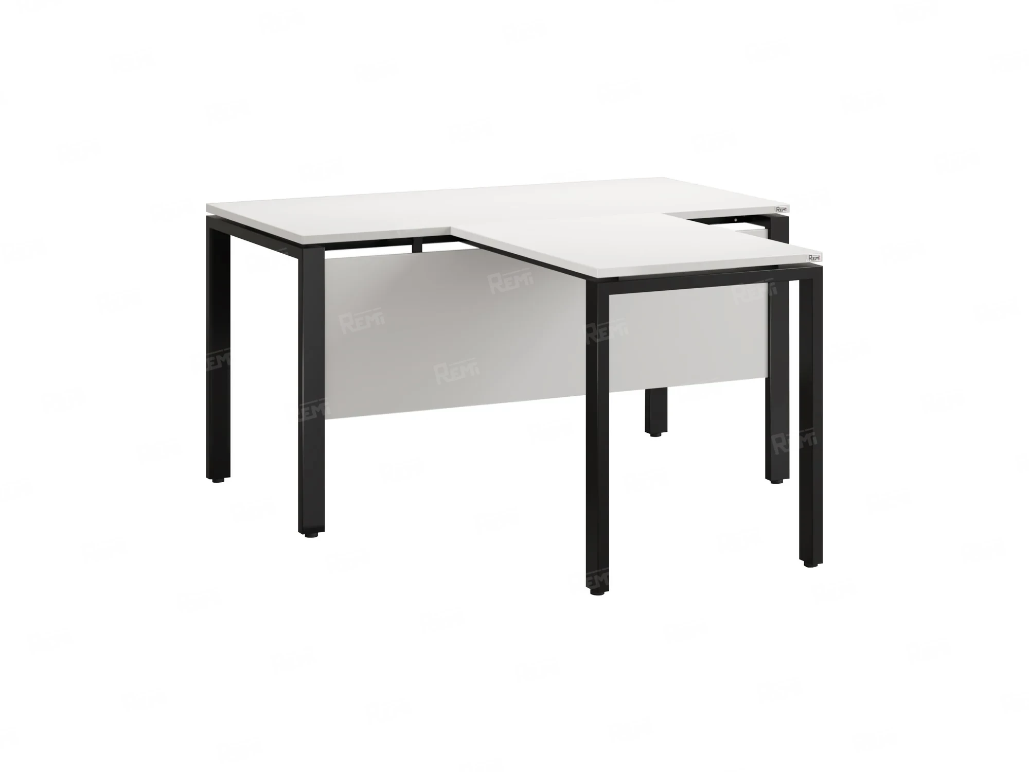 Стол с брифингом с парящей столешницей на П-образных опорах с экраном ЛДСП RM043-18x8 1800x2600x750 Белый/Черный