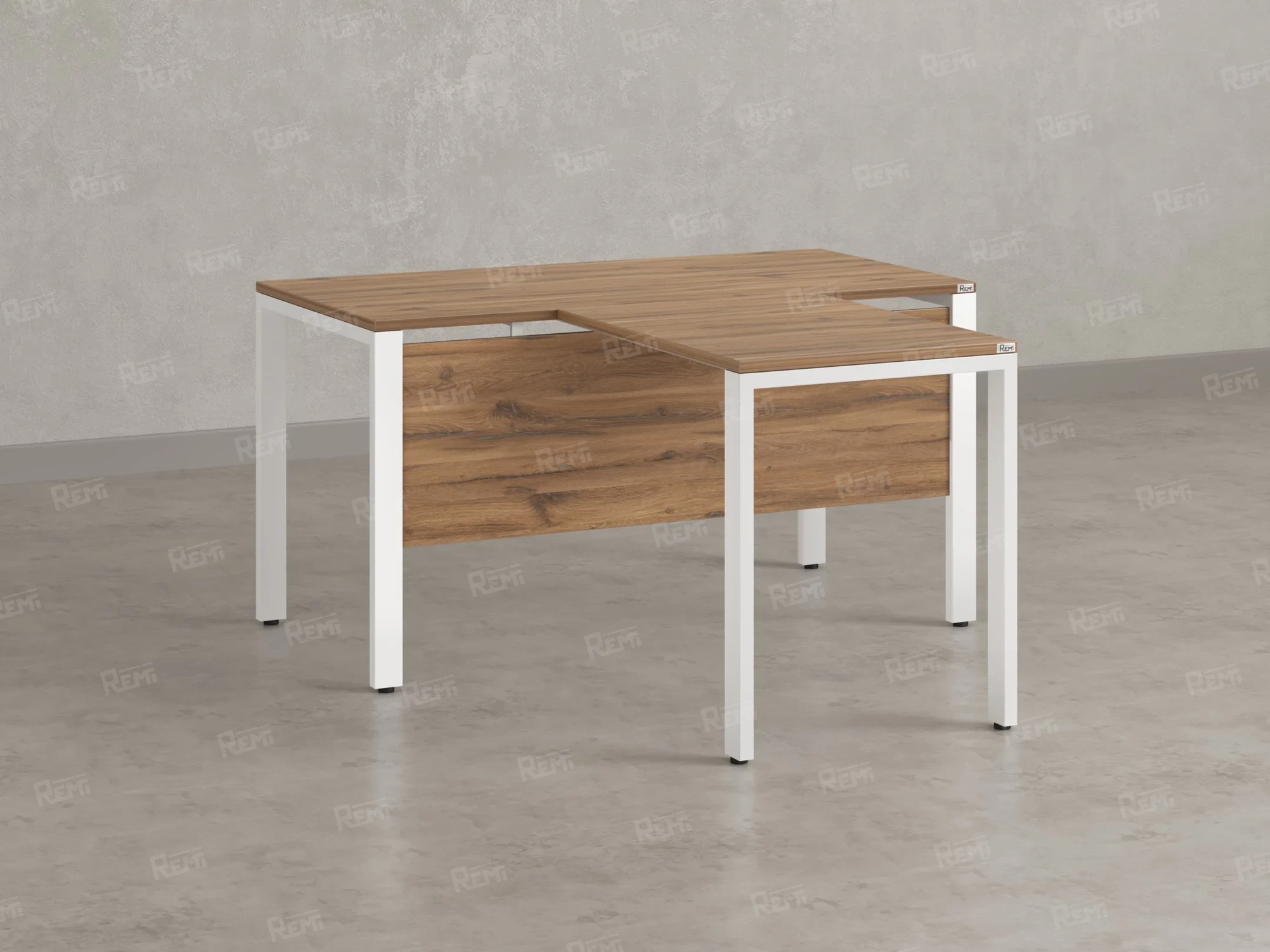 Стол с брифингом на П-образных опорах с экраном ЛДСП RM044-12x8 1200x2000x750 Дуб Юстус/Белый