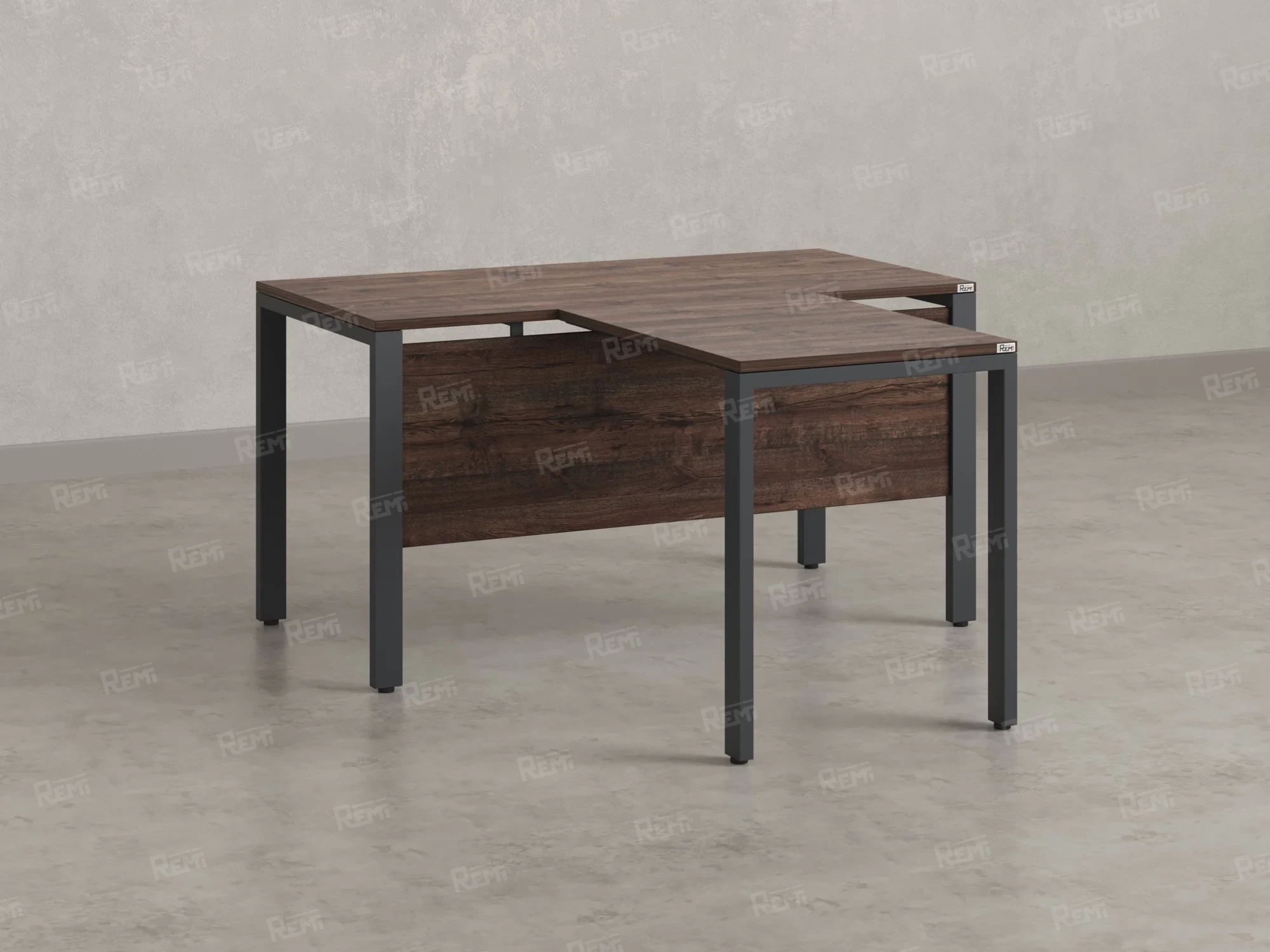 Стол с брифингом на П-образных опорах с экраном ЛДСП RM044-18x6 1800x2400x750 Дуб Апрельский шоколад/Серый