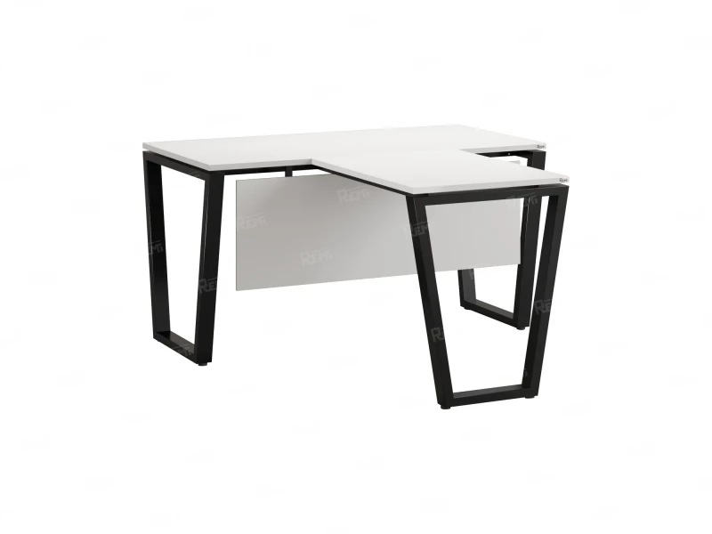 Стол с брифингом с парящей столешницей на U-образных опорах с экраном ЛДСП RM047-12x7 1200x1900x750 Белый/Черный