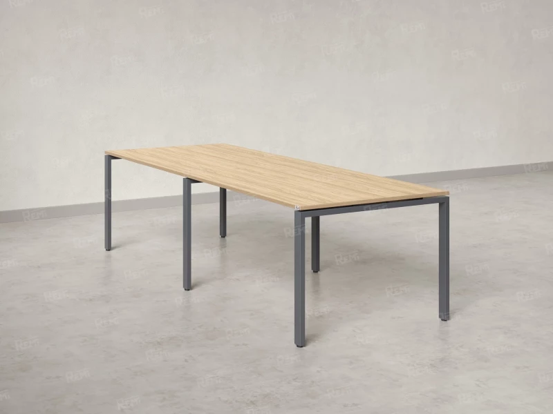 Cтол для переговоров, на П-образном каркасе 2100x1000x750 RM080-210x100 Вяз Швейцарский светлый/Серый