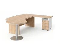 BRL RB073-215x200R Стол рук-ля R угловой с брифингом и тумбой 3 ящика 2150х2000х760 Акация/Белый