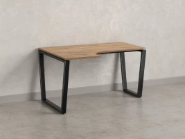 Стол угловой, U-опора, левый 1400x600/900x750, RM051-14x6-9 Дуб Юстус/Черный