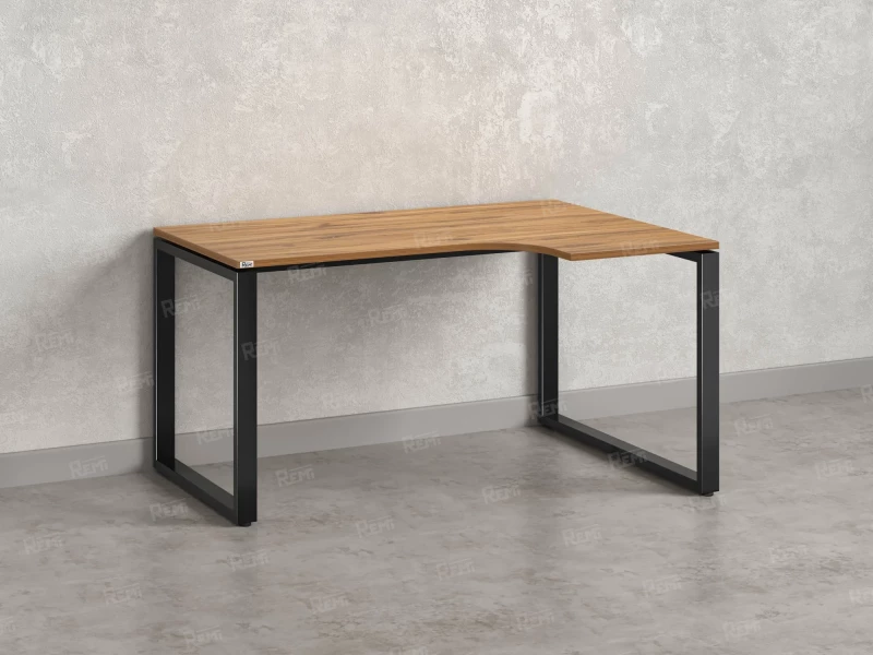 Стол угловой, О-опора, правый 1600x600/900x750, RM054-16x6-9 Дуб Юстус/Черный