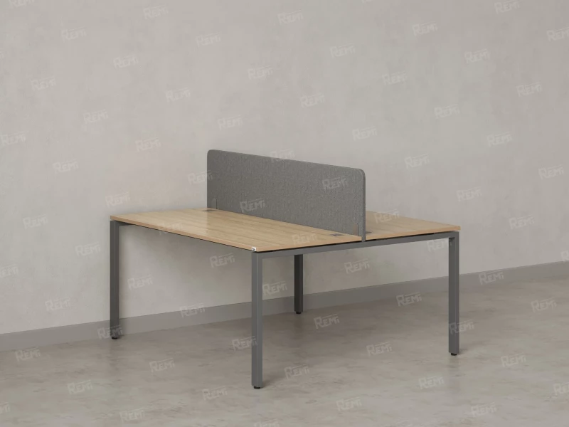 Бенч-система, 2 рабочих места, с одним тканевым экраном 1600x1400x750 RM165-1-16x14 Вяз Швейцарский светлый/Серый