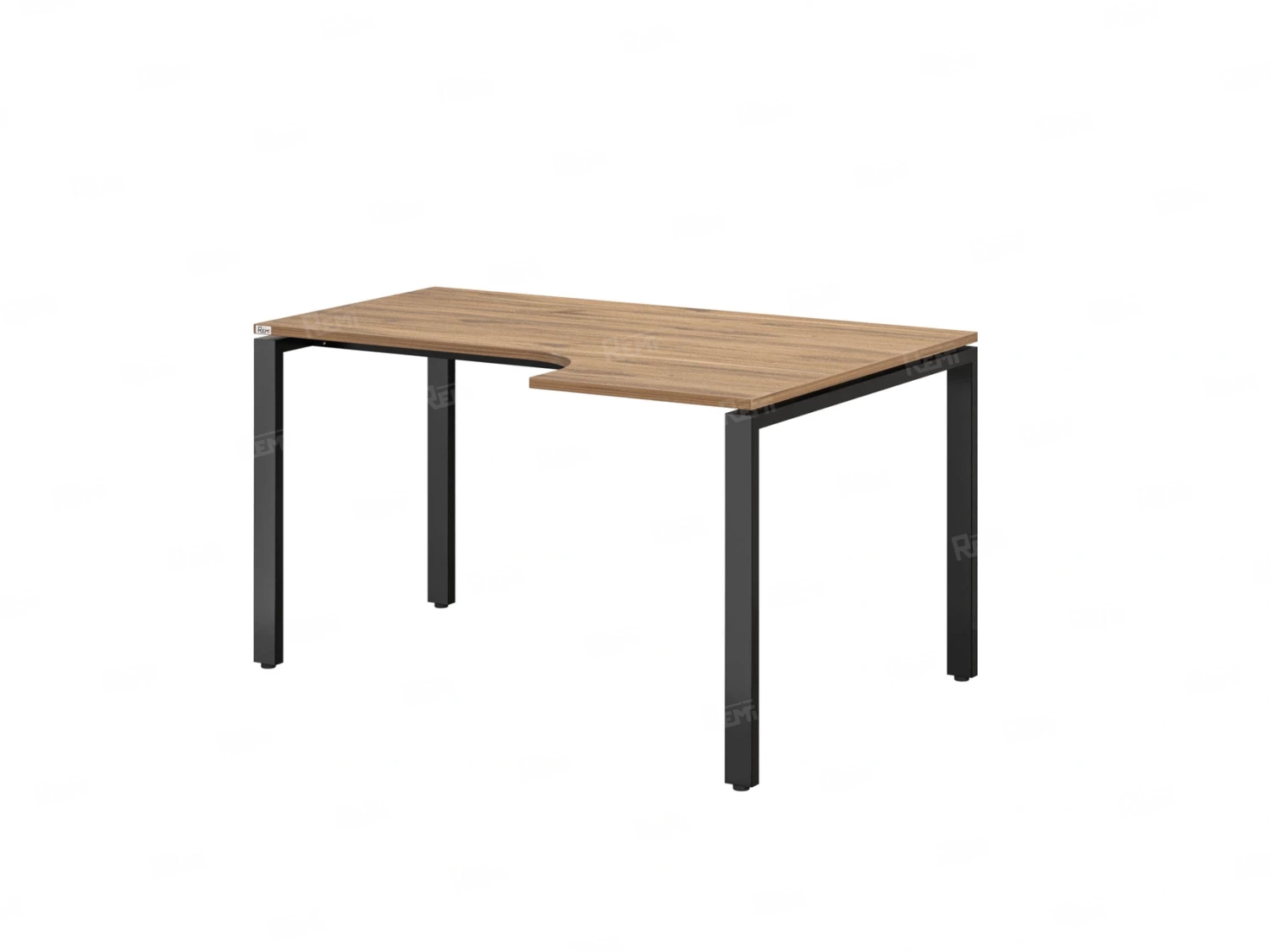 Стол угловой, П-опора, правый 1400x600/900x750, RM052-14x6-9 Дуб Юстус/Черный