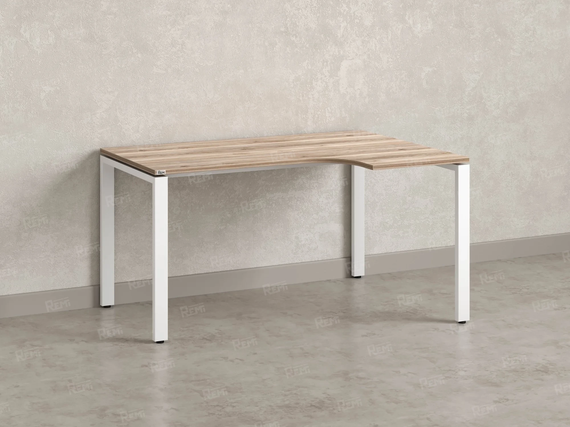 Стол угловой, П-опора, правый 1600x900/1200x750, RM052-16x9-12 Дуб Маувелла/Белый