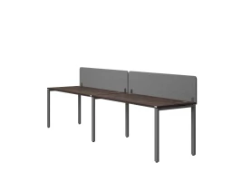 Бенч-система в 1 ряд, 2 рабочих места 2 тканевых экранов 2000x800x750 RM167-3-20x8 Дуб Апрельский шоколад/Серый