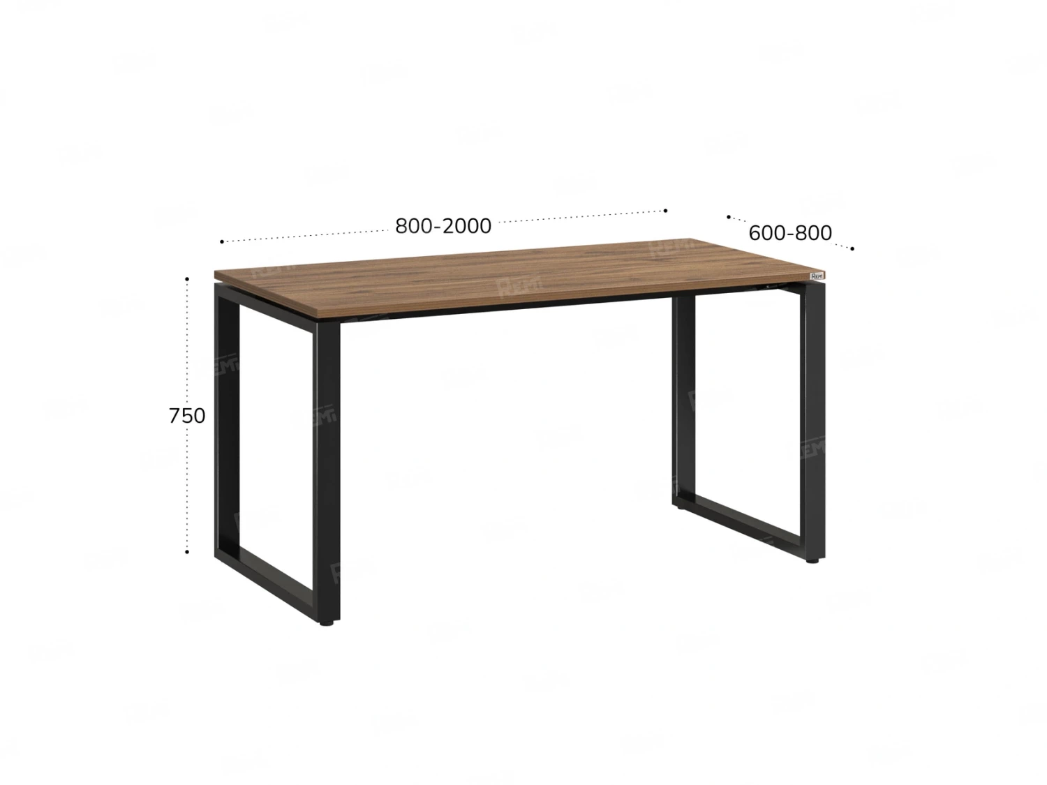 Стол прямой на O-образных опорах 1000x600x750 RM002-10x6 Дуб Юстус/Черный