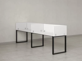 Бенч-система в 1 ряд, 2 рабочих места 5 ЛДСП экранов 2400x700x750 RM168-2-24x7 Белый/Черный