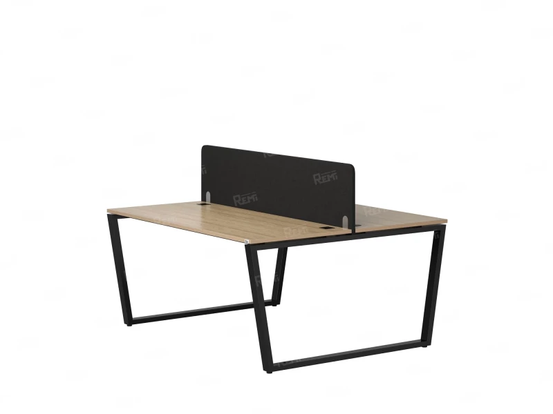 Бенч-система, 2 рабочих места, с одним тканевым экраном 1200x1600x750 RM172-1-12x16 Вяз Швейцарский светлый/Черный