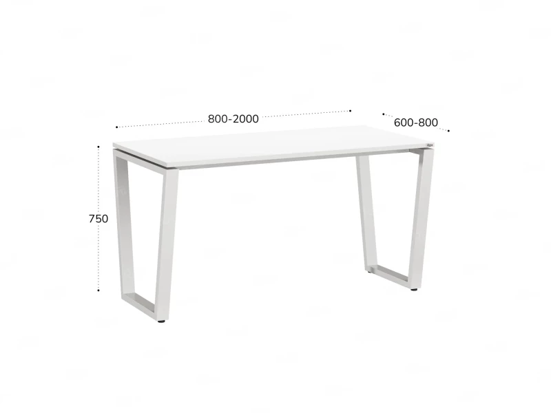 Стол прямой на U-образных опорах 800x800x750 RM003-8x8 Белый/Белый