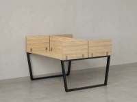 Бенч-система, 2 рабочих места, 5 ЛДСП экранов 1000x1200x750 RM172-4-10x12 Вяз Швейцарский светлый/Черный