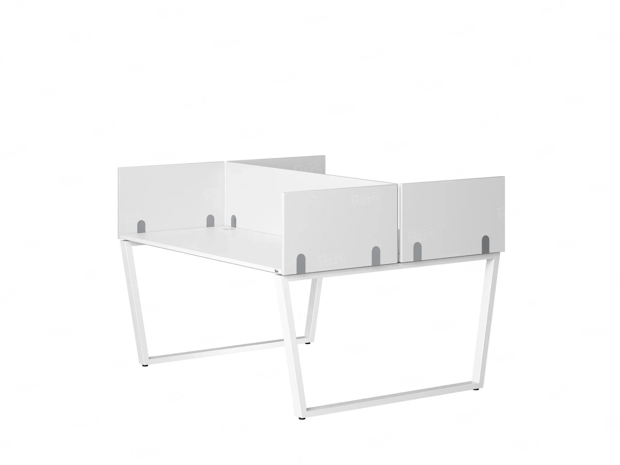 Бенч-система, 2 рабочих места, 5 ЛДСП экранов 1400x1400x750 RM172-4-14x14 Белый/Белый