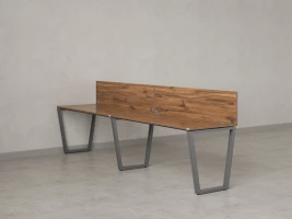 Бенч-система в 1 ряд, 2 рабочих места 2 ЛДСП экранов 2000x600x750 RM174-4-20x6 Дуб Юстус/Серый