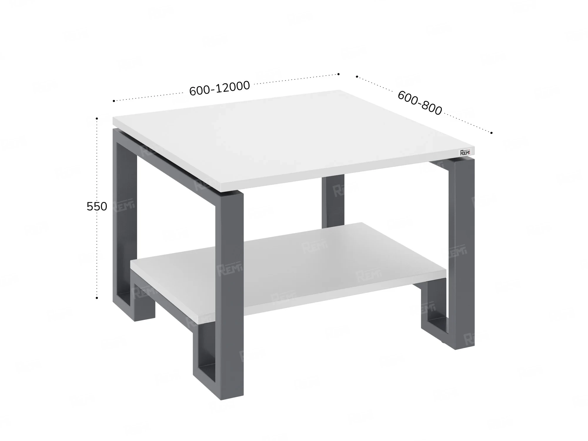 Журнальный стол с полкой 1000x700x550 RM181-10x7 Белый/Серый