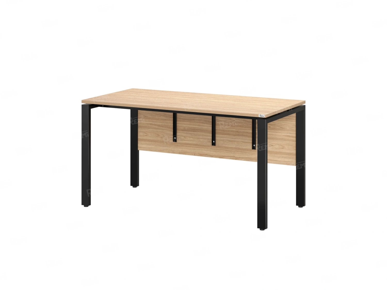 Стол прямой, П-опоры, экран ЛДСП,парящая стол-ца 1400x600x750 RM007-14x6 Вяз Швейцарский светлый/Черный