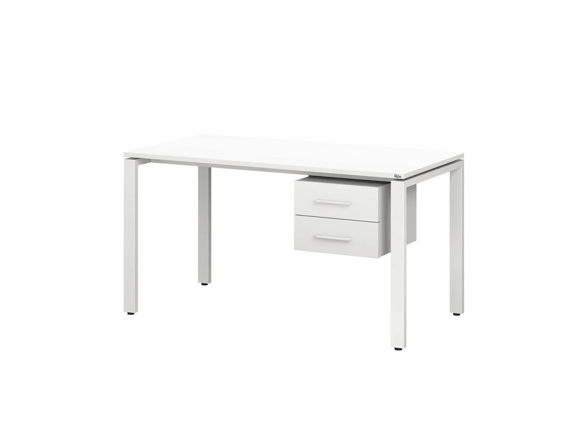 Стол прямой с подвесной тумбой 2 ящика, П-опора 1600x600x750 RM039-16x6 Белый/Белый