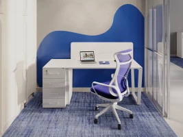 Стол прямой с подвесной тумбой, П-опора 1600x800x750 RM038-16x8 Белый/Белый