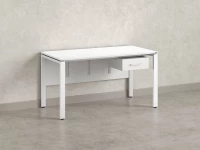 Стол прямой, подвесная тумба, ЛДСП экран, П-опора 1600x800x750 RM030-16x8 Белый/Белый