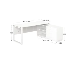 Стол прямой с тумбой R, ЛДСП экран, О-опора 1800x600x750 RM012R-18x6 Белый/Белый