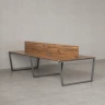 Бенч-система, 4 рабочих места, на U-образных опорах, 2 ЛДСП экранов 1000x1200x750 RM173-4-10x12 Дуб Юстус/Серый