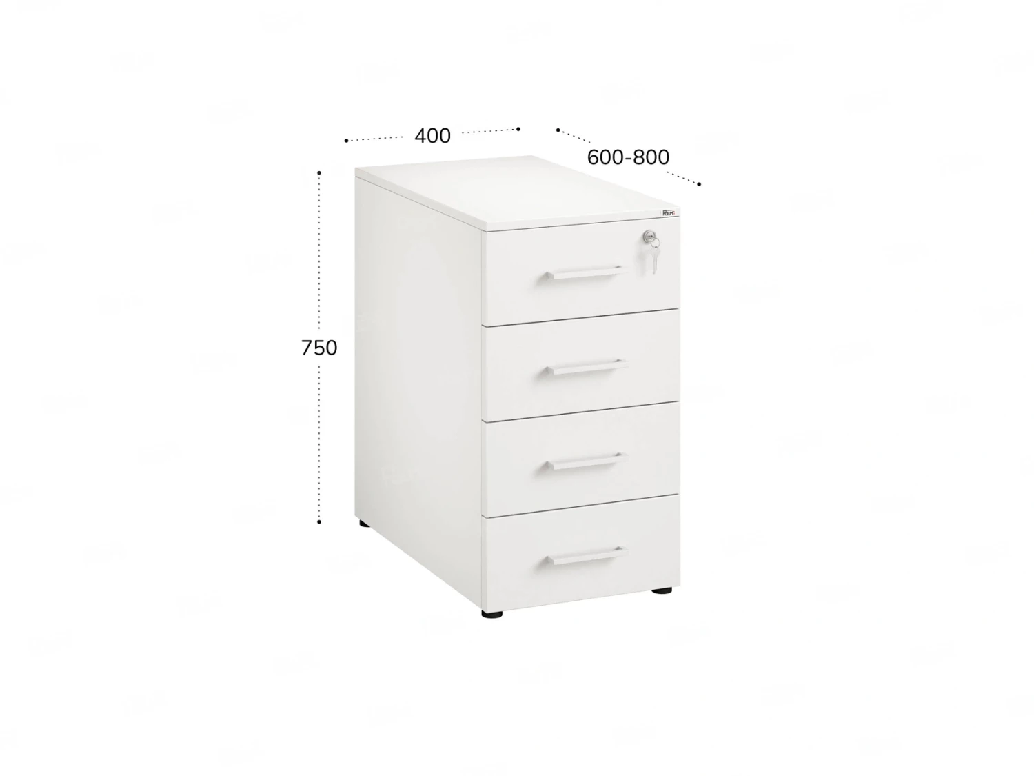 Тумба приставная, 4 ящика 400x800x750 RM121-40x80 Белый/Белый