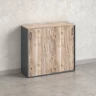 Низкий шкаф-купе, 3 полки, на регулируемых опорах 1200x420x1100 RM129-120x42 Дуб Маувелла/Серый