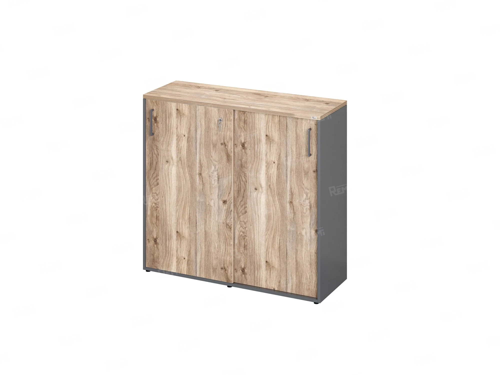 Низкий шкаф-купе, 3 полки, на регулируемых опорах 1200x420x1100 RM129-120x42 Дуб Маувелла/Серый