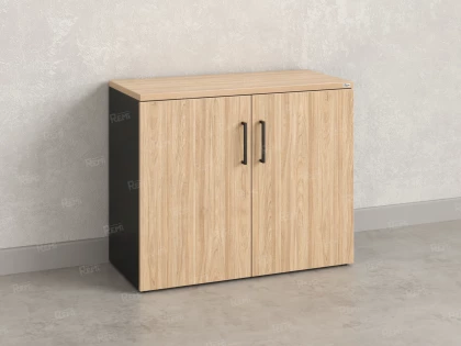 Шкаф низкий распашной, регулируемые опоры, 2 уровня 900x420x750 RM148-90x42 Вяз Швейцарский светлый/Черный