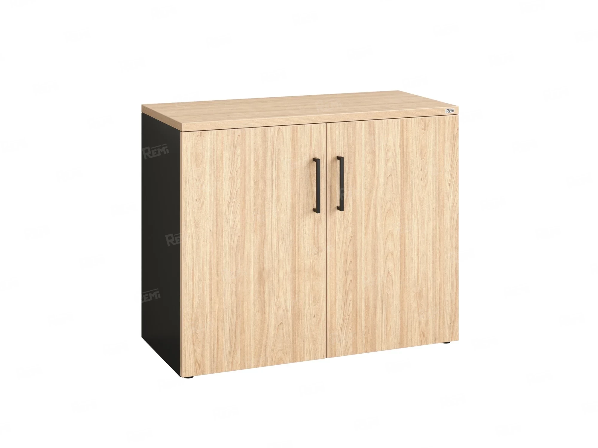 Шкаф низкий распашной, регулируемые опоры, 2 уровня 900x420x750 RM148-90x42 Вяз Швейцарский светлый/Черный