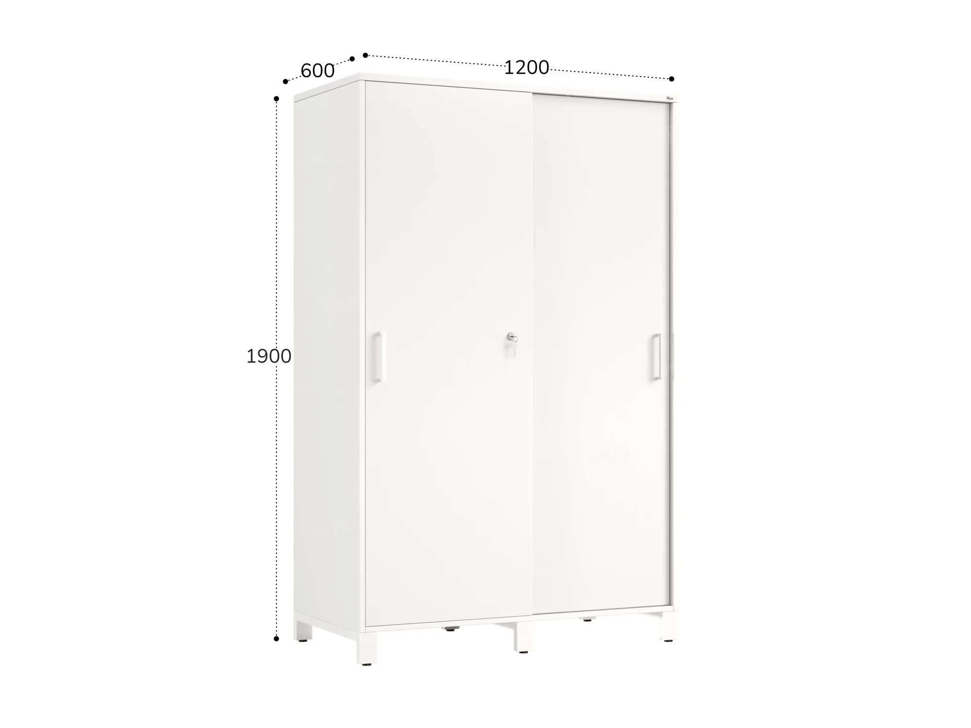 Шкаф-купе, штанга, 1 полка 1200x600x1900 RM163-90x60 Белый/Белый