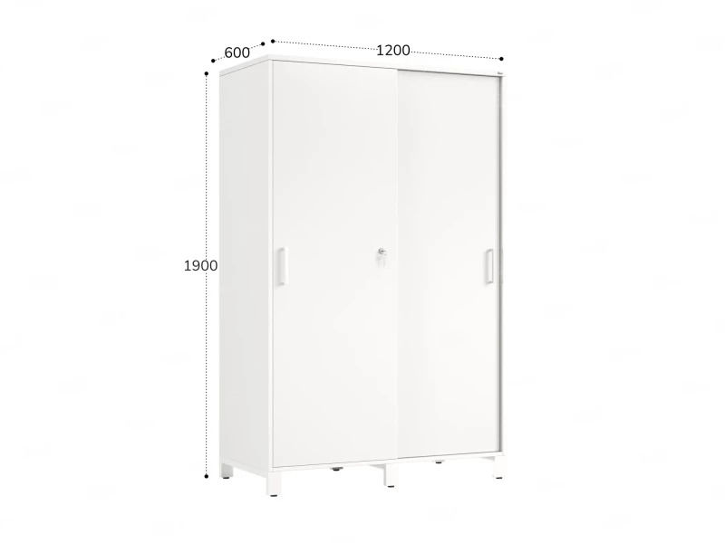 Шкаф-купе, штанга, 1 полка 1200x600x1900 RM163-90x60 Белый/Белый