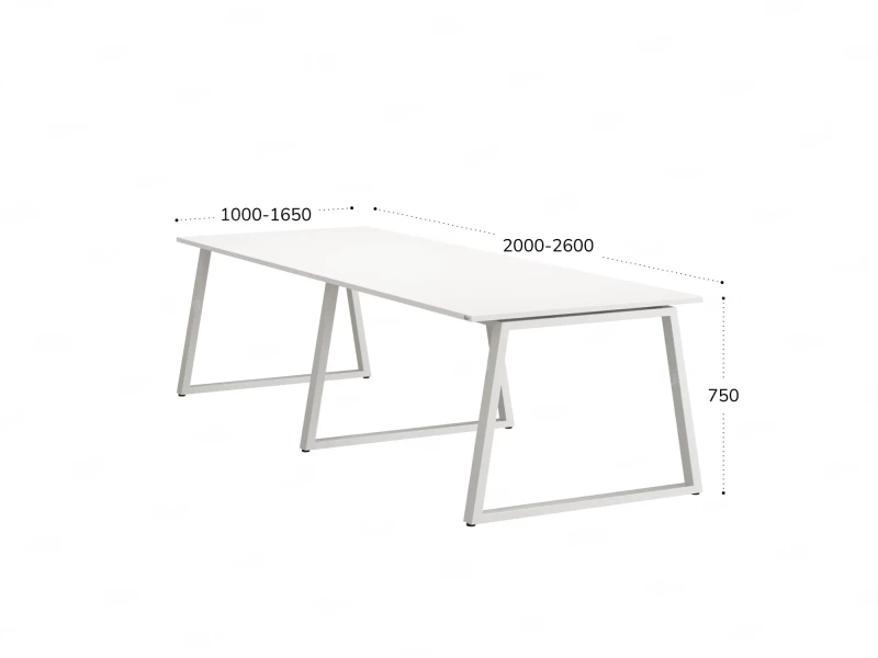 Cтол для переговоров, на A-обазном каркасе 2200x1600x750 RM083-220x160 Белый/Белый