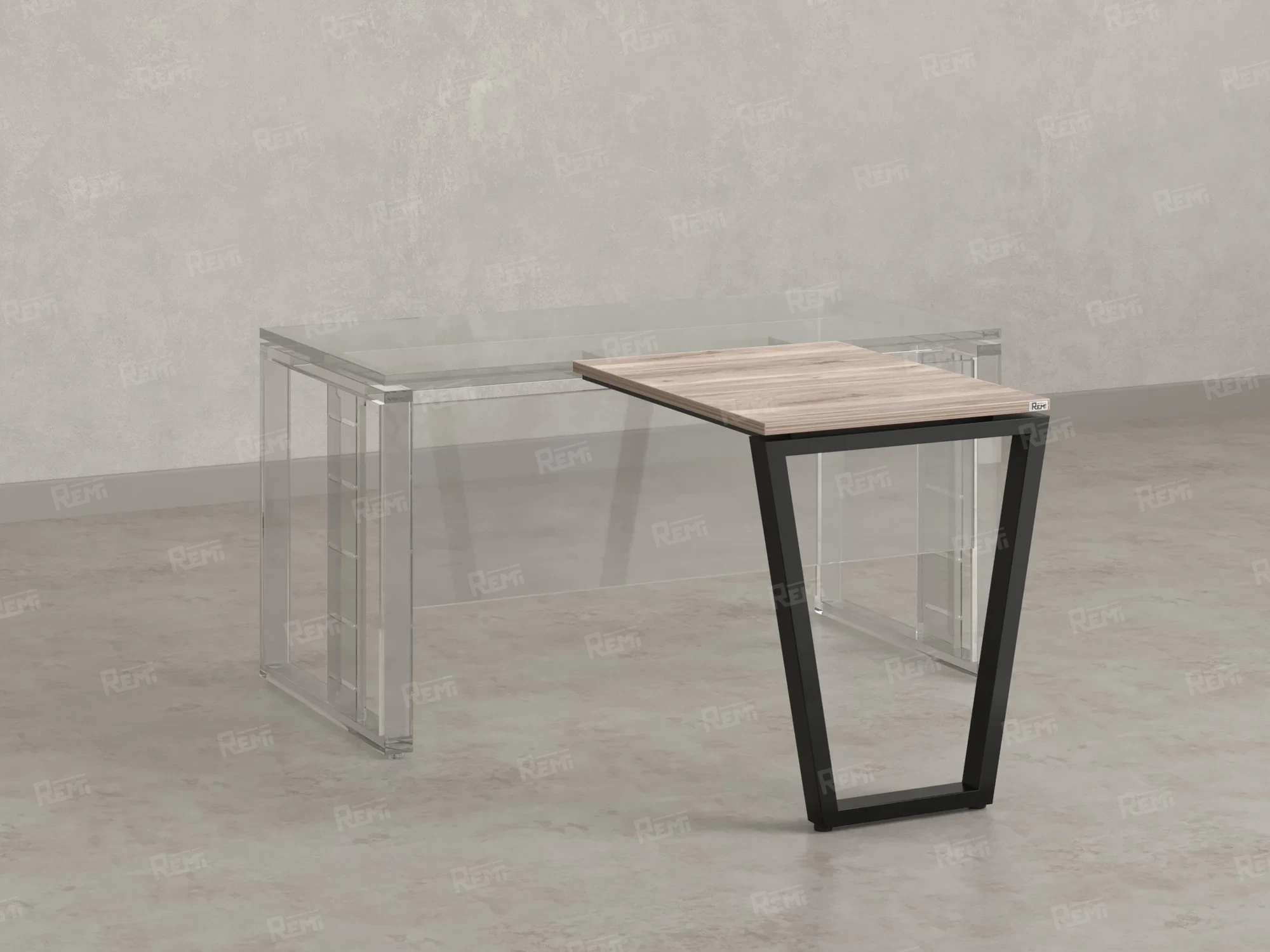 Брифинг прямой, с парящей столешнецей, на U-образном каркасе 800x600x750 RM074-8x6 Дуб Маувелла/Черный