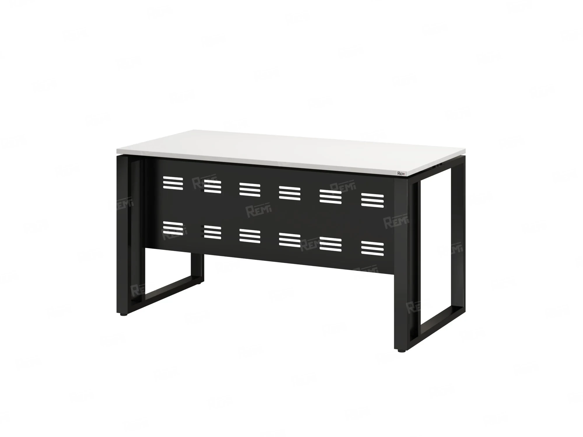 Стол прямой на О-образных опорах с металлическим экраном 1200x700x750 RM042-12x7 Белый/Черный