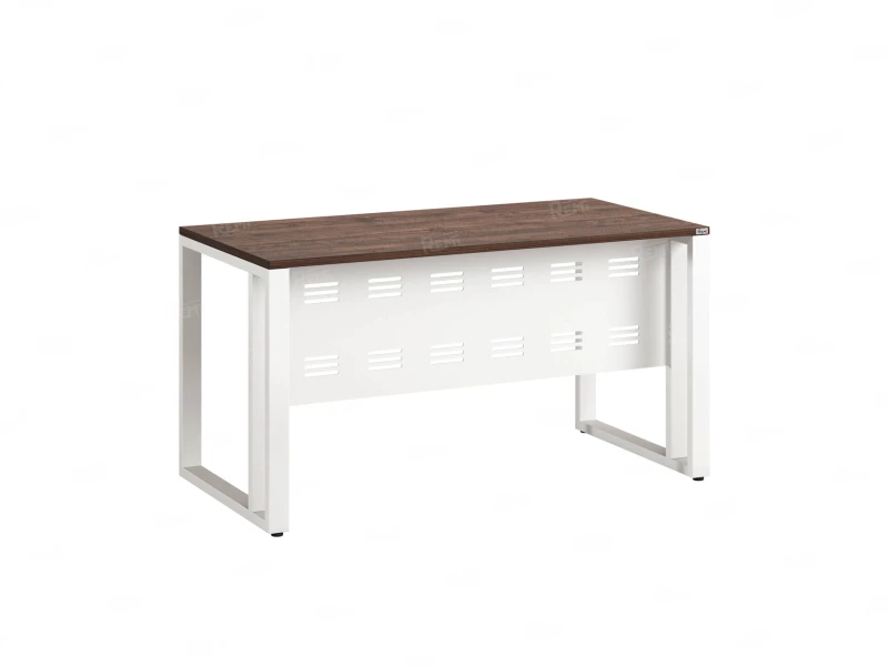 Стол прямой на О-образных опорах с металлическим экраном 2000x900x750 RM042-20x9 Дуб Апрельский шоколад/Белый