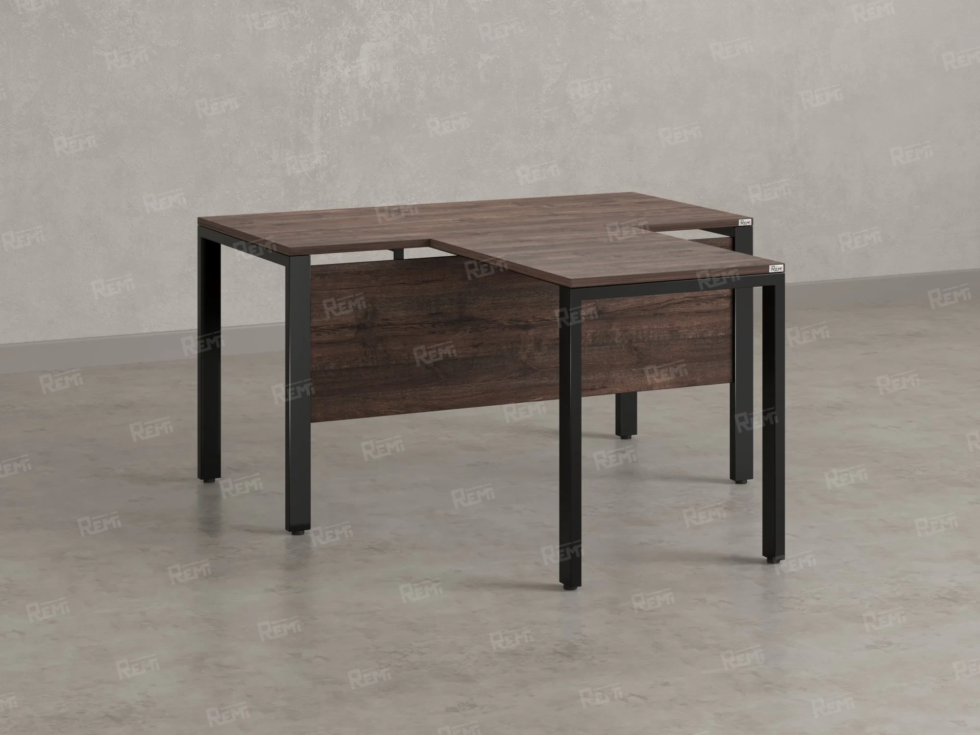 Стол с брифингом на П-образных опорах с экраном ЛДСП RM044-18x6 1800x2400x750 Дуб Апрельский шоколад/Черный