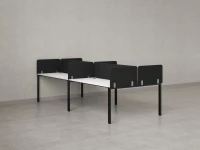 Бенч-система, 4 рабочих места, на П-образных опорах, 8 тканевых экранов 2400x1400x750 RM166-1-12x14 Белый/Черный