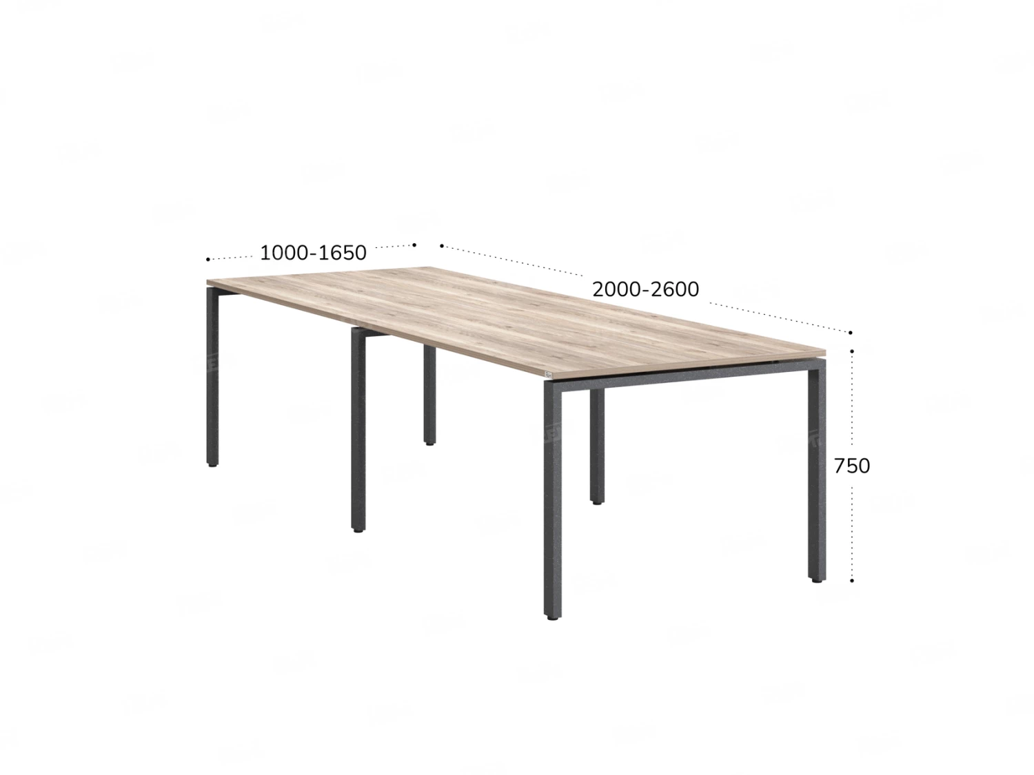 Cтол для переговоров, на П-образном каркасе 2500x1600x750 RM080-250x160 Дуб Маувелла/Серый