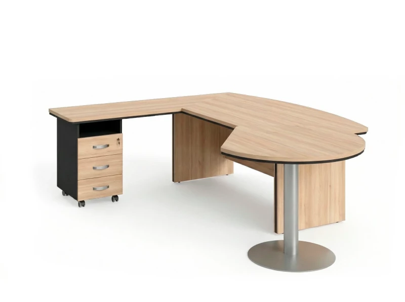 BRL RB073-255x200L Стол рук-ля L угловой с брифингом и тумбой 3 ящика 2550х2000х760 Акация/Черный