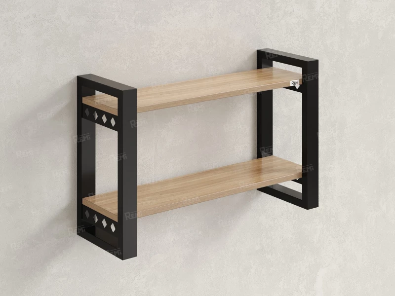 Полка настенная 900x200x500 RM194-90x20 Вяз Швейцарский светлый/Черный