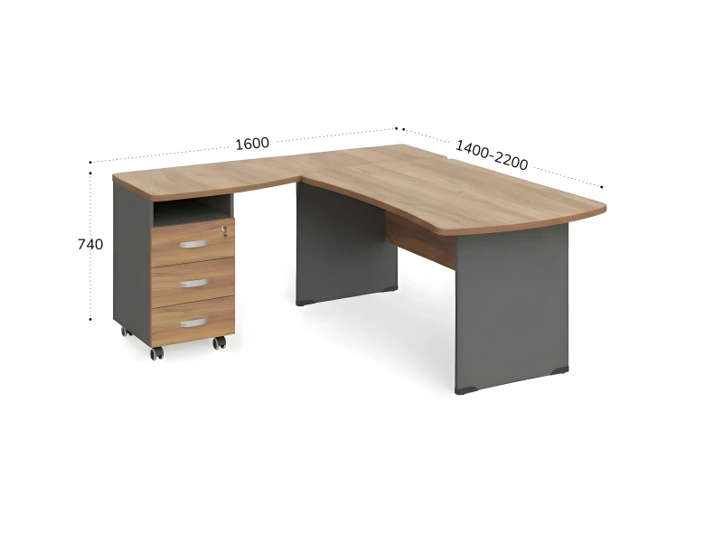 BRL RB005-140х160L Угловое рабочее место левое 1400х1600х740 Акация/Серый вулкан-кий