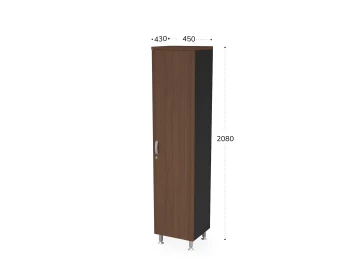 Шкаф закрытый узкий 5 уровней правый 450х430х2080 RB057-45х43R Орех Вармия/Черный